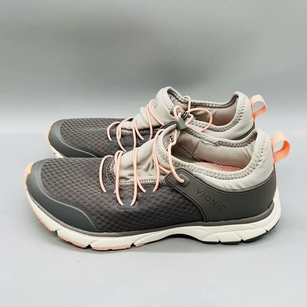 Vionic Shoes Women 7.5 Gray Mesh London Low Top Walking Athletic Sneaker Comfort